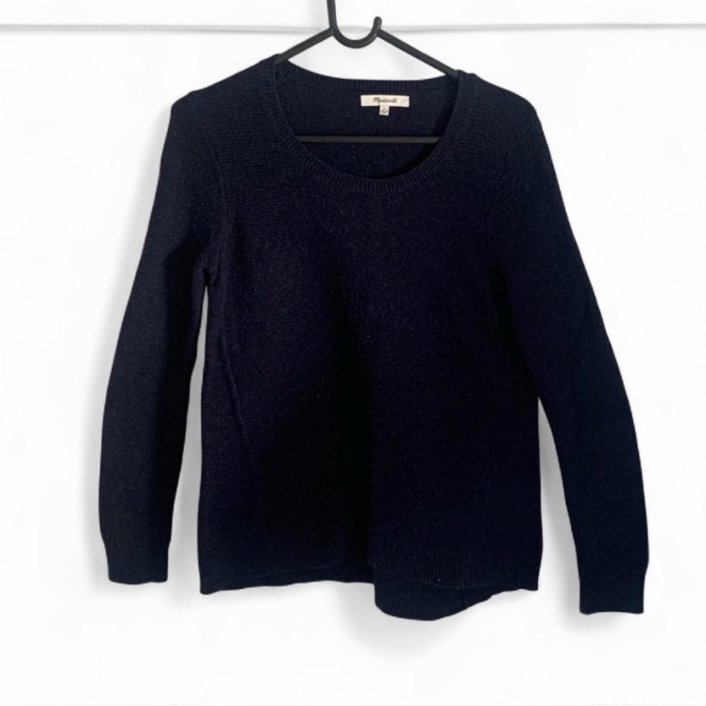 Madewell navy blue fit flare sweater knit top small casual spring long lined